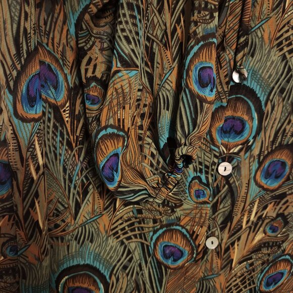 Show Me Your Mumu Green Peacock Printed Button-Down Blouse Size XS - Picture 5 of 9